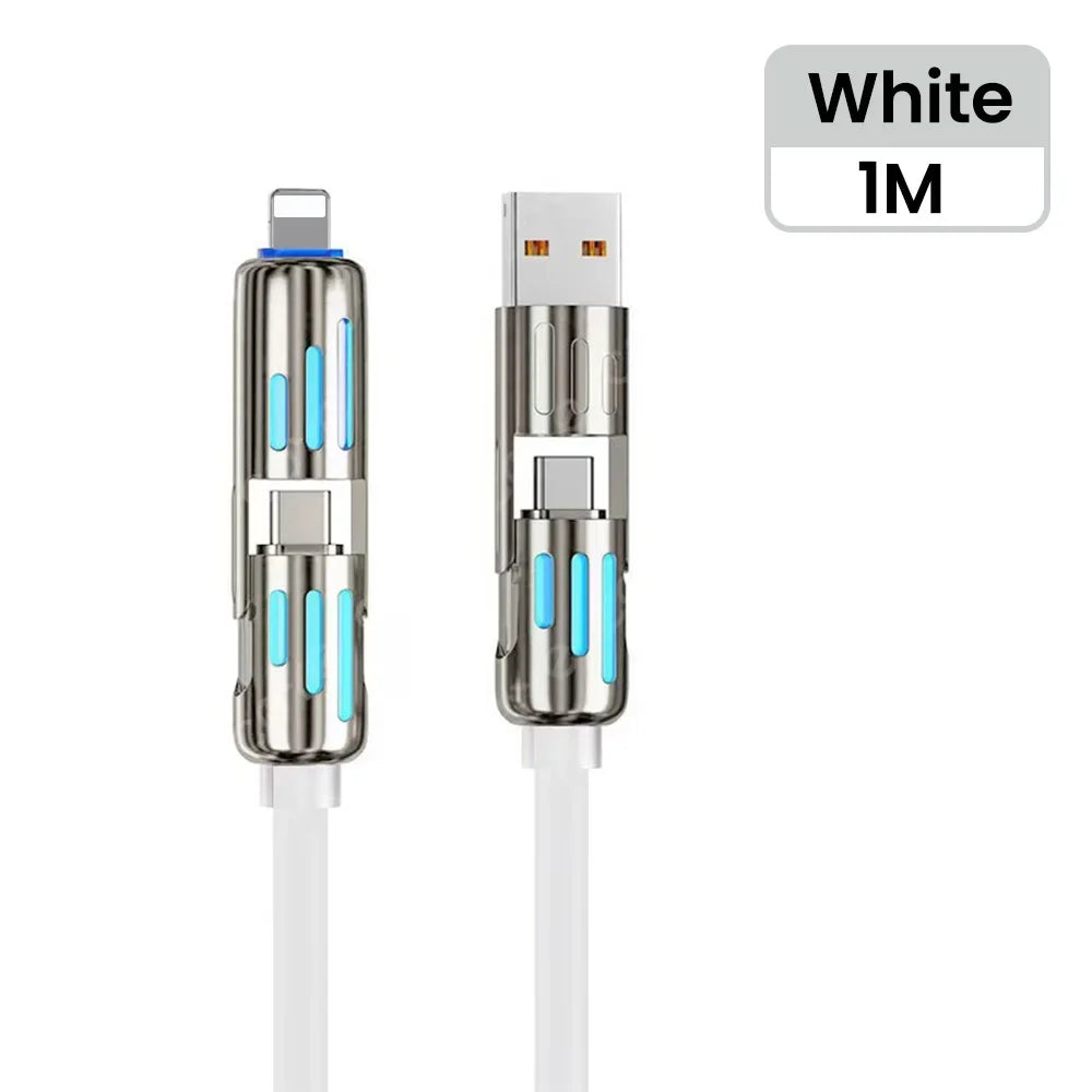 4 in 1 240W USB Type C Silicone Fast Charging Cable 5A USB Type C To Lightning Super Fast Charge Data Cable For iPhone 15 Xiaomi