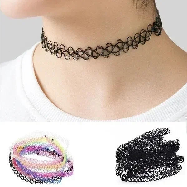 Delysia King 12 Pieces / Set Gothic Punk Elastic Hollow Chocker Women Jewelry Fishline Tattoo Stretch Vintage Necklace