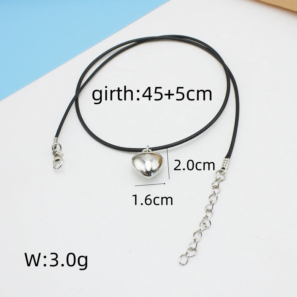 Punk Goth Black Velvet Big Heart Pendant Choker Necklace for Women Elegant Weave Knotted Bowknot Adjustable Chain Jewelry