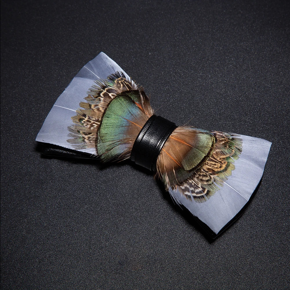 JEMYGINS New Design Men's Wedding Bow Tie Fashion Handmade Feather BowTie Gift for Birthday Party Men Bow Tie Suit Accessories