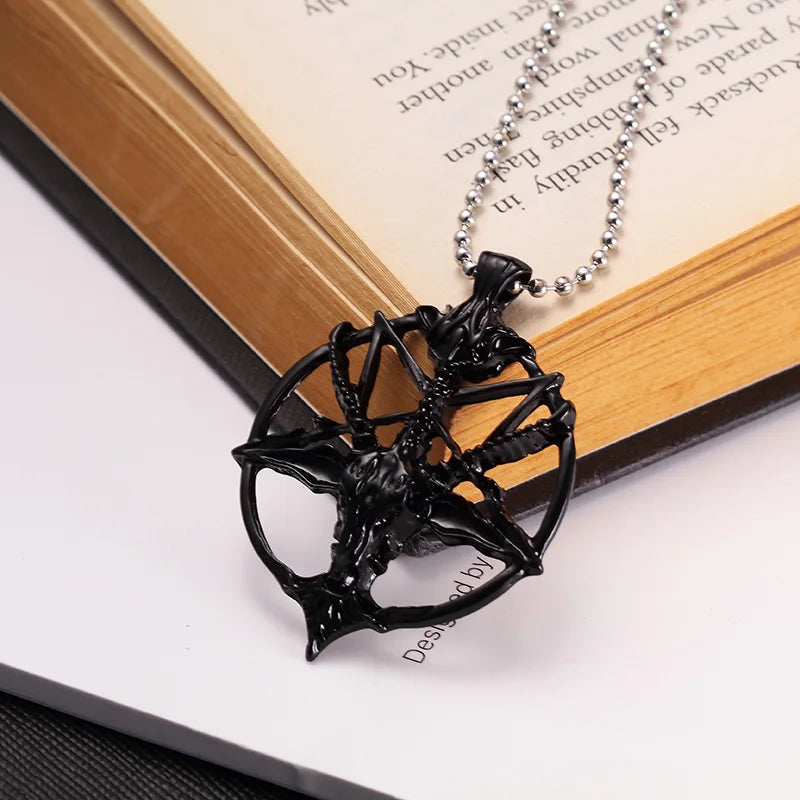 Fashion Jewelry Vintage Charm Women Men Pentagram Pan God Skull Goat Head Pendant Chain Necklaces