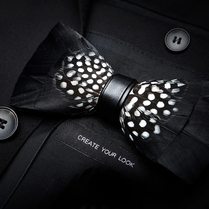 JEMYGINS New Design Men's Wedding Bow Tie Fashion Handmade Feather BowTie Gift for Birthday Party Men Bow Tie Suit Accessories