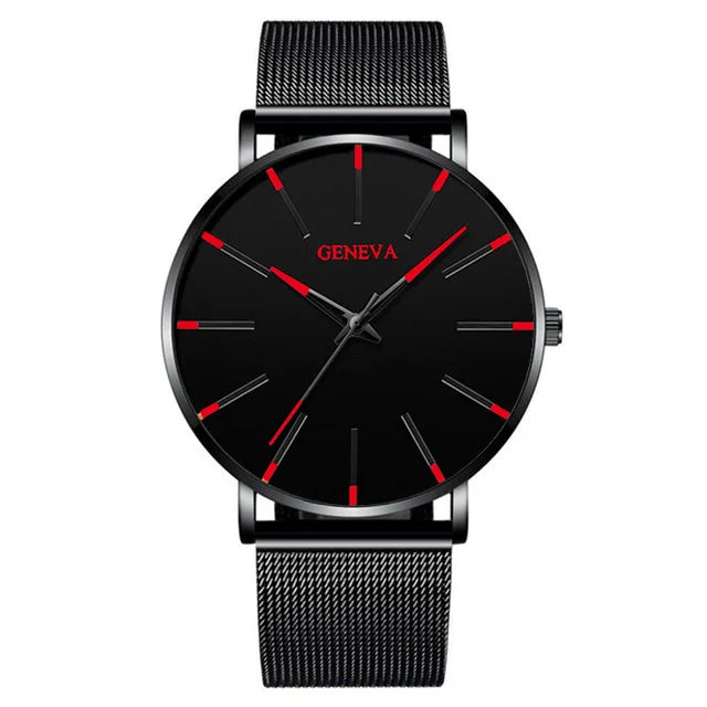 Top Brand Fashion Minimalist Ultra-thin Watch Men's Business Stainless Steel Strap Steel Mesh Quartz Watch Relogio Masculino