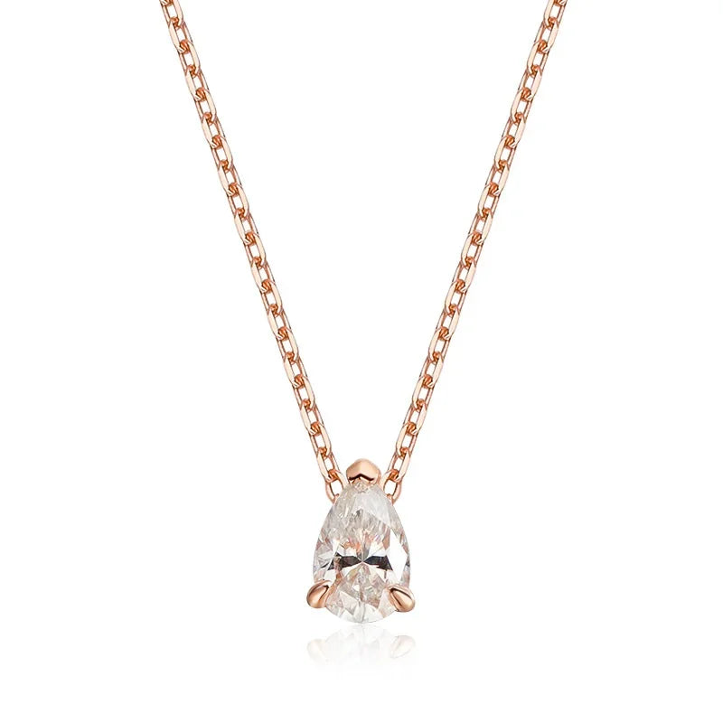 Smyoue Certified 1CT 2CT Pear Cut D VVS1 Moissanite Necklace for Women 18k Gold Plated Jewelry 100% Sterling Silver 925 Pendant