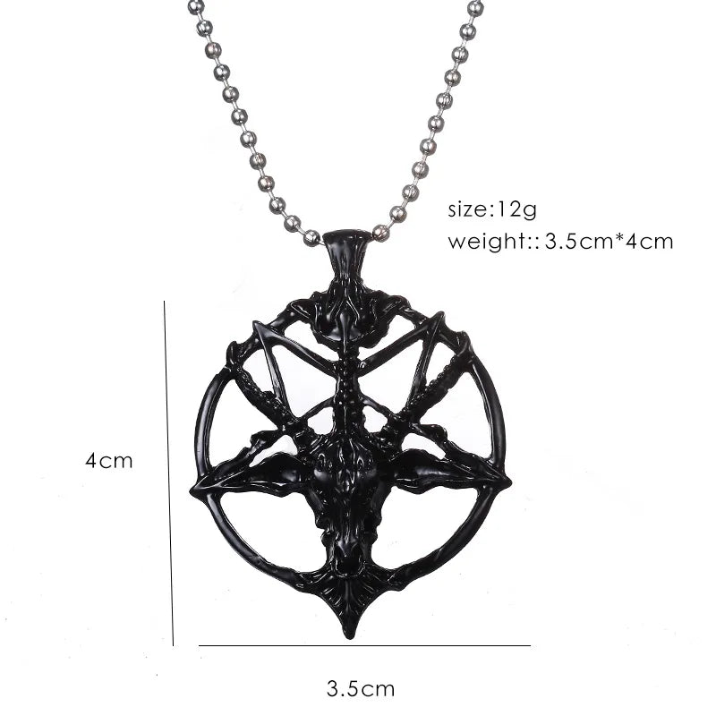 Fashion Jewelry Vintage Charm Women Men Pentagram Pan God Skull Goat Head Pendant Chain Necklaces