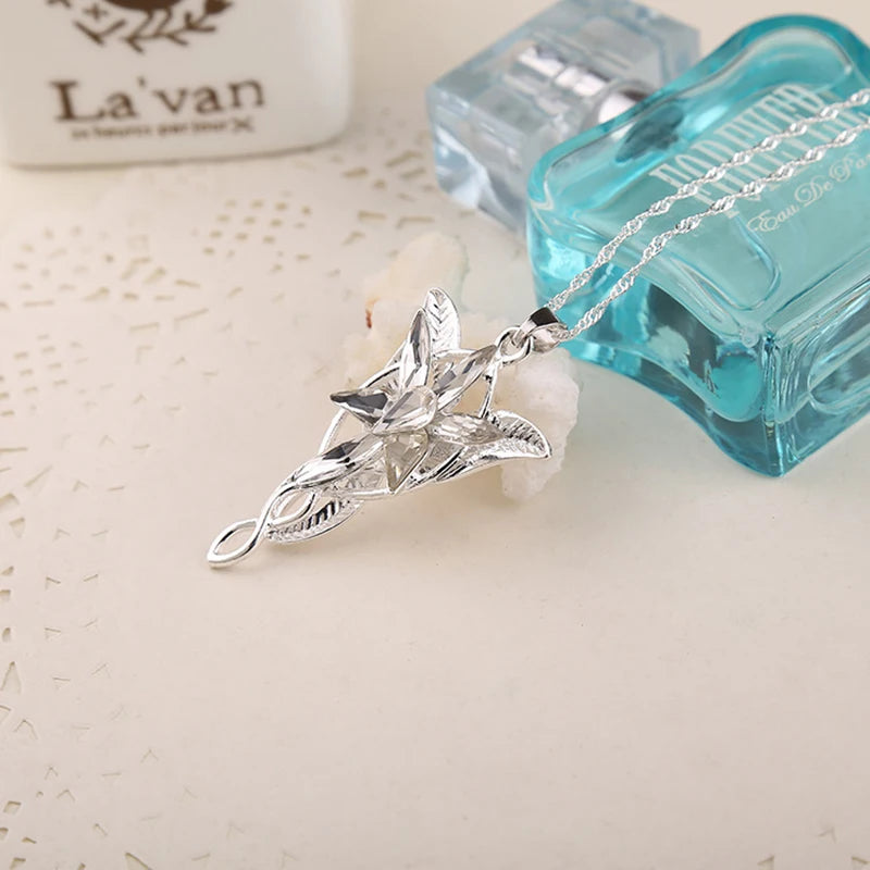 Arwen Evenstar Movie Necklace Silver Color Crystal Pendant Necklaces for Women Girl Party Jewelry Gift Jewelry