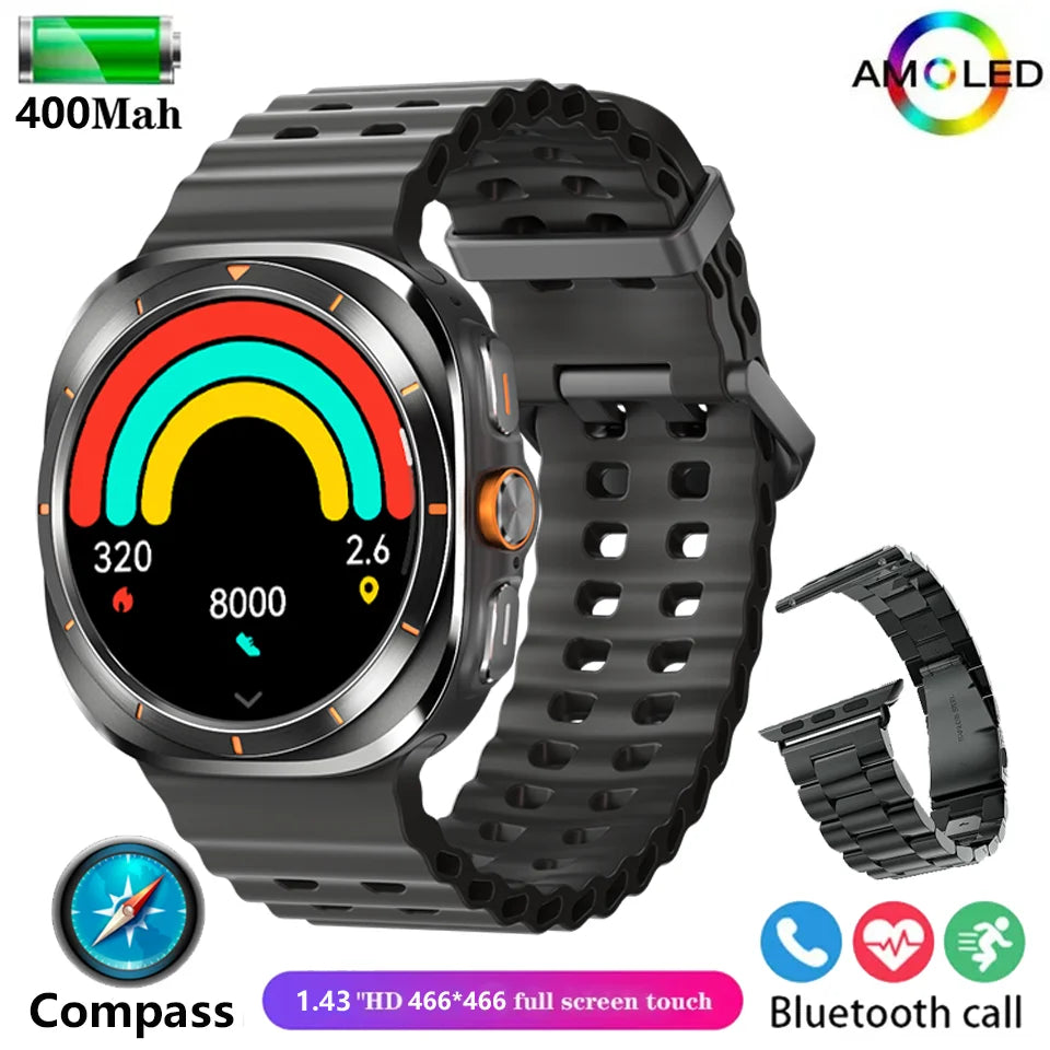 2024 New For Samsun Galaxy 7 AMOLED Smart Watch Men Blood Glucose Heart Rate Bluetooth Call NFC GPS Tracker Men Smart Watch