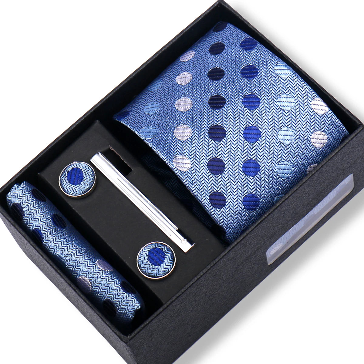 Fashion Elegant Men's Necktie Gift Box Striped Tie Handchief Cufflink Tie Clip 4 pcs Set Wedding Business Party Suit Accessories
