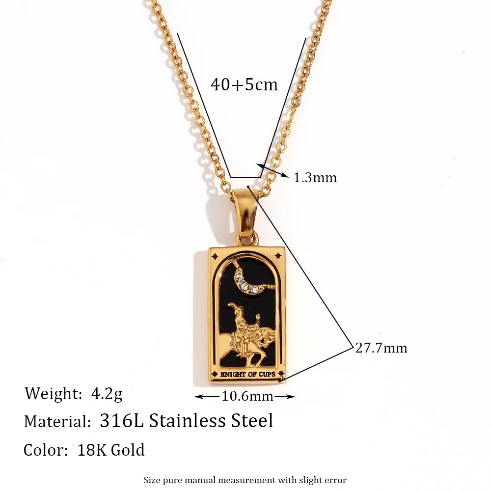 E.B.belle Original New Tarot Queen Lover Magician Moon Necklace Tarnish Free Stainless Steel Jewelry 18K Gold Plated Decoration