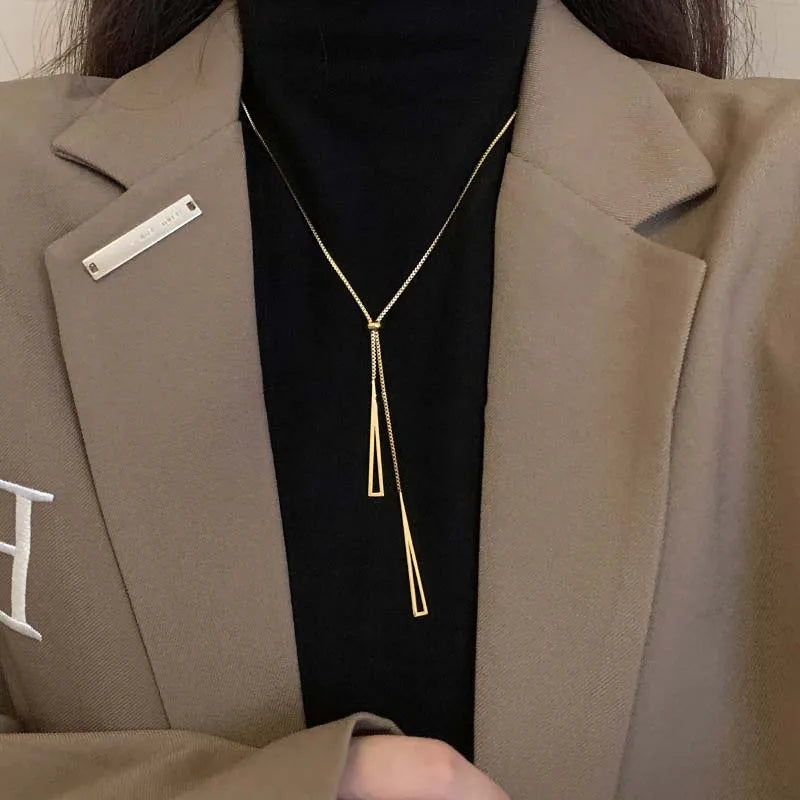 Fashion Silver Color Long Tassel Pull Pearl Pendant Necklaces for Women Simple Adjustable Clavicle Chain Choker Jewelry Gift