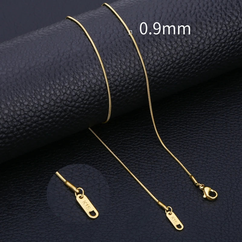 Inoxidable Gold Color Chains 0.9mm-2mm Stainless Steel Snake Chains Necklace Twist Rope Jewelry Women Long Chains Accessories