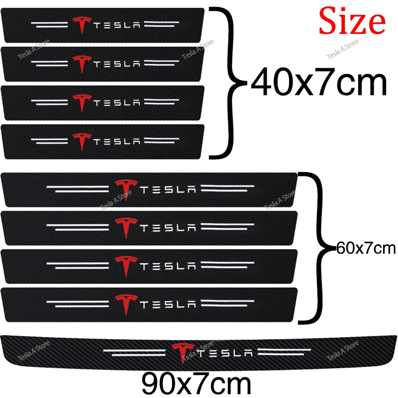 4/5/8/9 pieces front and rear door sill anti-scratch protective covers anti-kick pedal protection strips for Tesla Model 3/Y