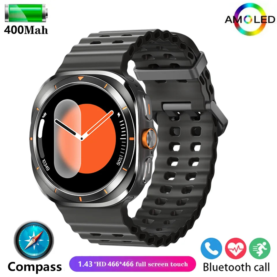 2024 New For Samsun Galaxy 7 AMOLED Smart Watch Men Blood Glucose Heart Rate Bluetooth Call NFC GPS Tracker Men Smart Watch