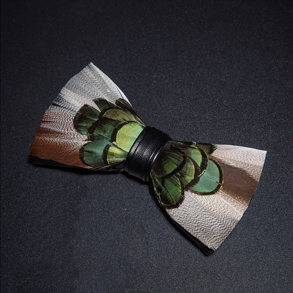 JEMYGINS New Design Men's Wedding Bow Tie Fashion Handmade Feather BowTie Gift for Birthday Party Men Bow Tie Suit Accessories