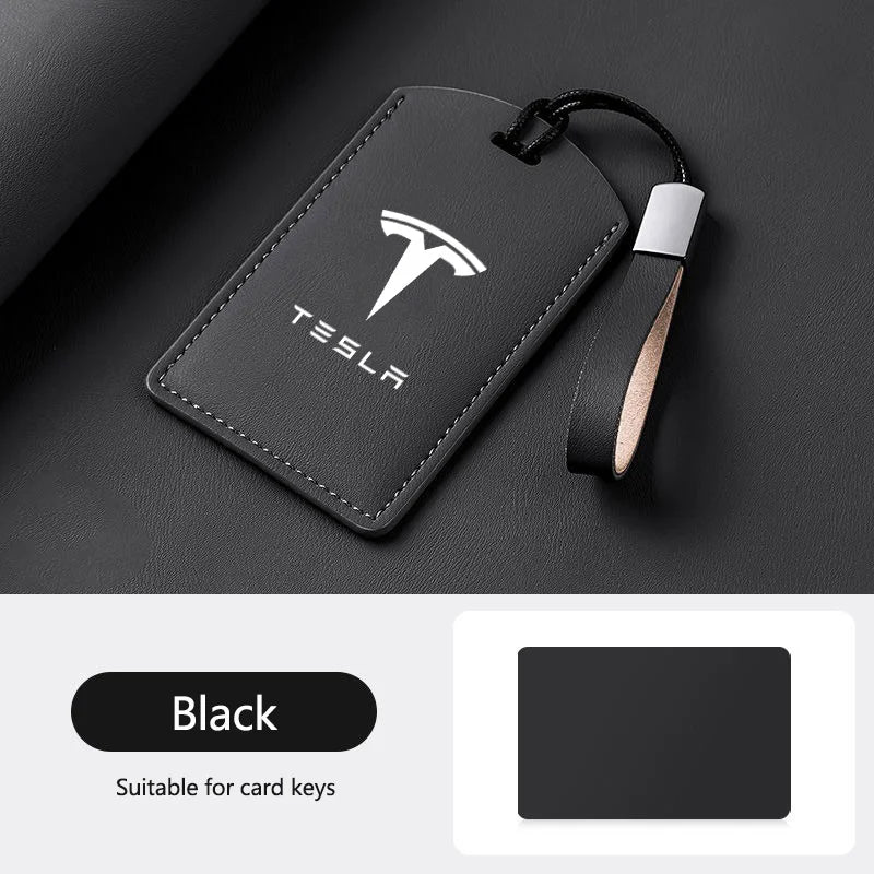 Leather Car Smart NFC Card Key Case Fob Cover Protector Shell For Tesla Model 3 Model S Model X Model Y Keychain Accessories