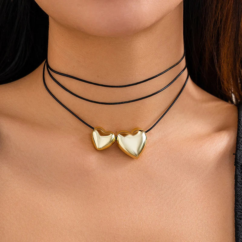 Bohemian Multilayer Handmade Beads Chain Fashion Necklaces Oil Heart Cross Pendant Jewelry For Women Accessories X0189