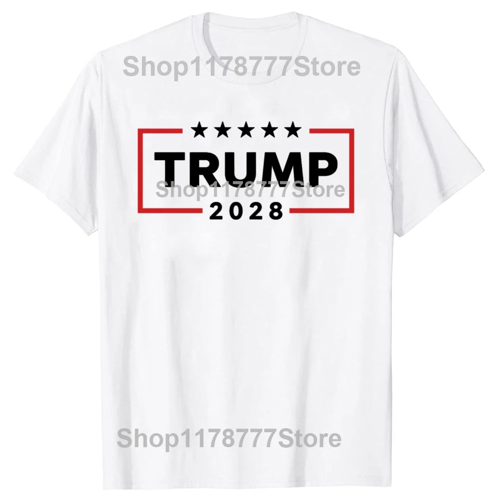 Donald Trump 2028 President American Flag Pro Trump Vintage T-Shirt Make America Great Tee Summer Men's Fashion Outfit