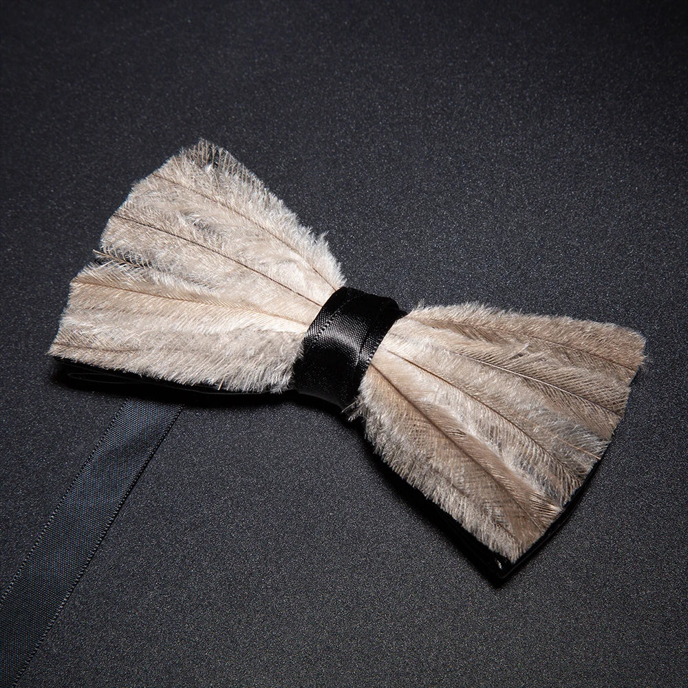 JEMYGINS New Design Men's Wedding Bow Tie Fashion Handmade Feather BowTie Gift for Birthday Party Men Bow Tie Suit Accessories