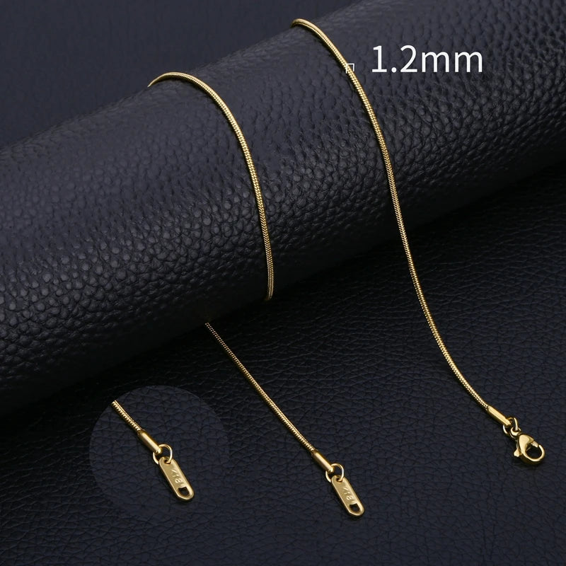 Inoxidable Gold Color Chains 0.9mm-2mm Stainless Steel Snake Chains Necklace Twist Rope Jewelry Women Long Chains Accessories
