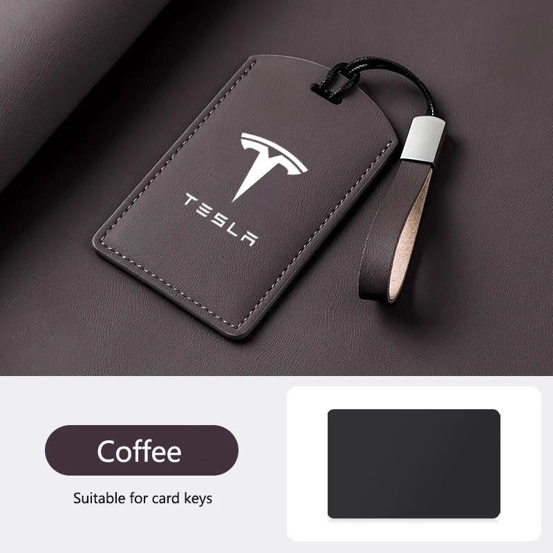 Leather Car Smart NFC Card Key Case Fob Cover Protector Shell For Tesla Model 3 Model S Model X Model Y Keychain Accessories