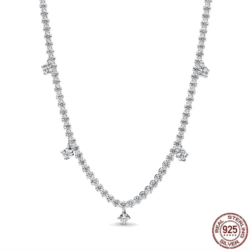 New 925 sterling silver classic dazzling heart-shaped multi circular pendant necklace fits design original charm beaded DIY gift