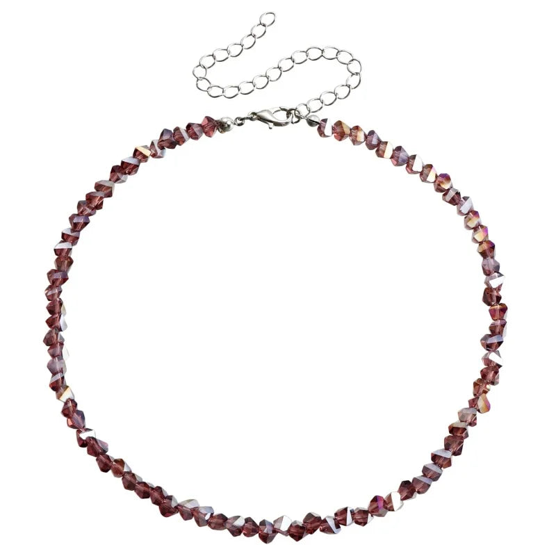 Mulit-cut Glass Crystal Irregular Beaded Choker Necklace for Women Transparent Vintage Korean Collarbone Collar Neck Jewelry