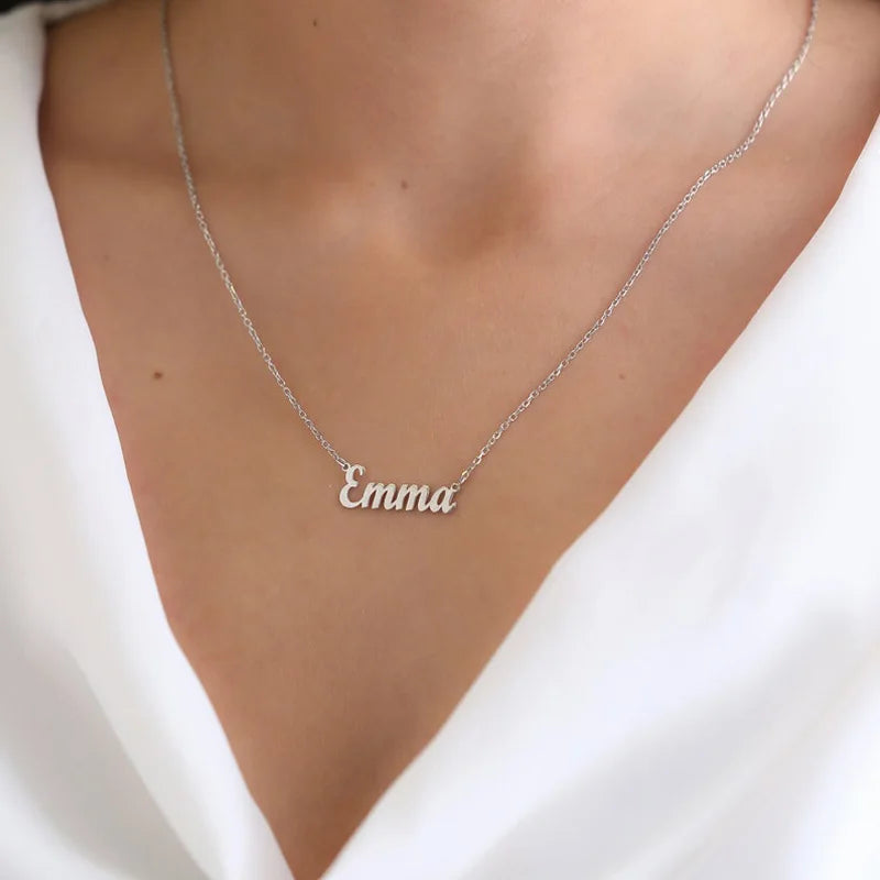 Customized 925 Sterling Silver Name Necklace For Women Personalized Custom Nameplate Jewelry Birthday Gift