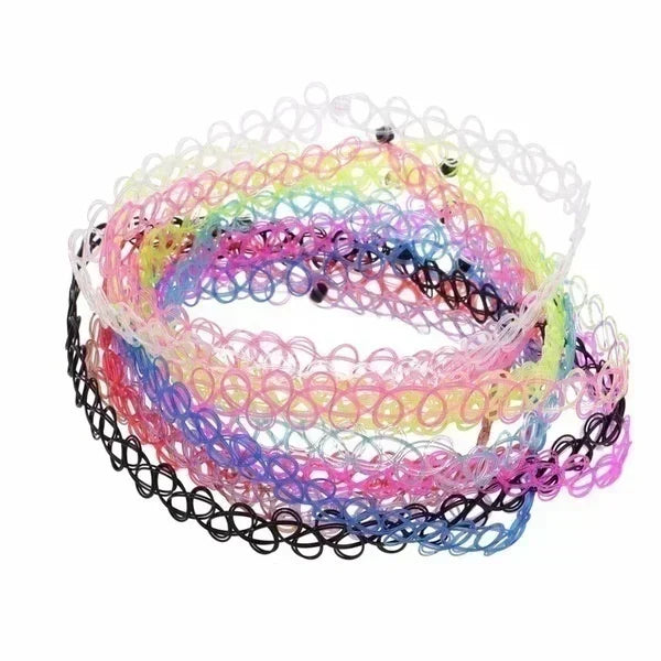 Delysia King 12 Pieces / Set Gothic Punk Elastic Hollow Chocker Women Jewelry Fishline Tattoo Stretch Vintage Necklace