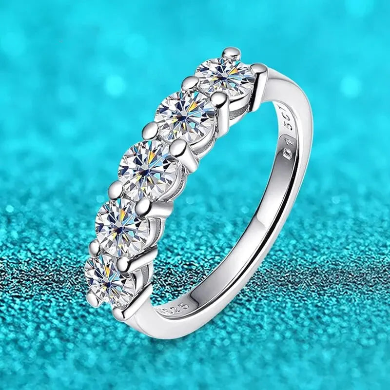 White Gold D Color 4mm Moissanite Ring for Women 1.5CT Stone Match Diamond Wedding Band Bride S925 Sterling Silver GRA