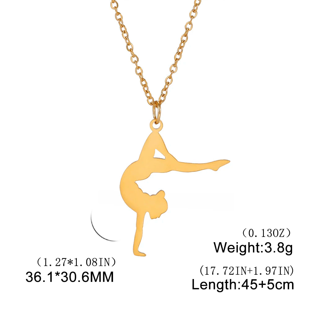 Rhythmic Gymnastics Necklace Women Trend 2025 Gymnast Stainless Steel Jewelry BFF Dancer Girl Sport Accessories Mother Day