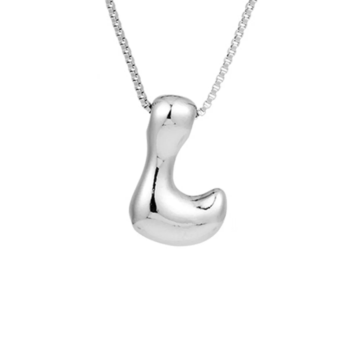 Creative A-Z Balloon Bubble Letter pendant Necklace for Women Silver Plated Chunky Initial Necklaces Jewelry Birthday Gift