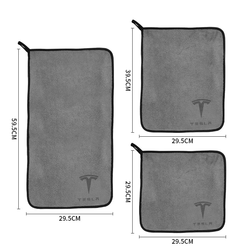 Car Logo Badge Microfiber Wash Towel Cotton Soft Cleaning Rag Drying Cloth For Tesla Model 3 Mode S X Model Y Emblem Accessories