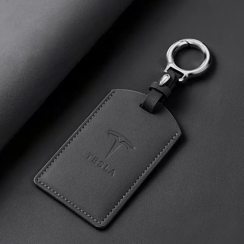 Leather Car Smart NFC Card Key Case Fob Cover Protector Shell For Tesla Model 3 Model S Model X Model Y Keychain Accessories
