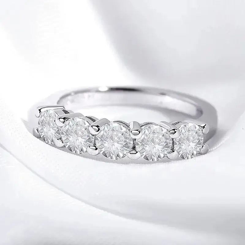 White Gold D Color 4mm Moissanite Ring for Women 1.5CT Stone Match Diamond Wedding Band Bride S925 Sterling Silver GRA