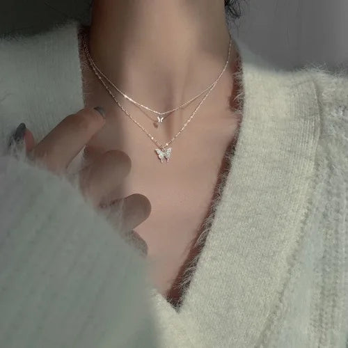 2024 New Women's Pearl Necklace Kpop Gold Color Beads Pendant Necklaces Goth Double Layer Chain Choker for Women Fashion Jewelry