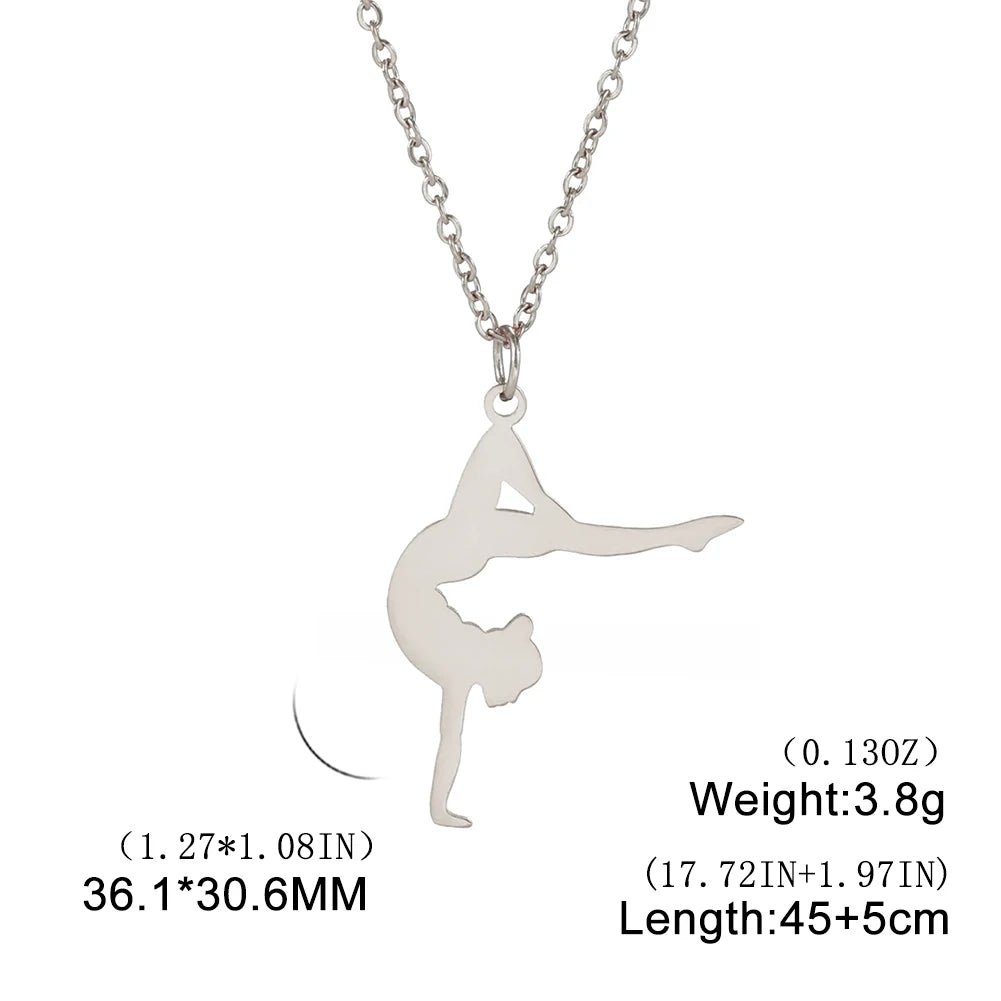 Rhythmic Gymnastics Necklace Women Trend 2025 Gymnast Stainless Steel Jewelry BFF Dancer Girl Sport Accessories Mother Day