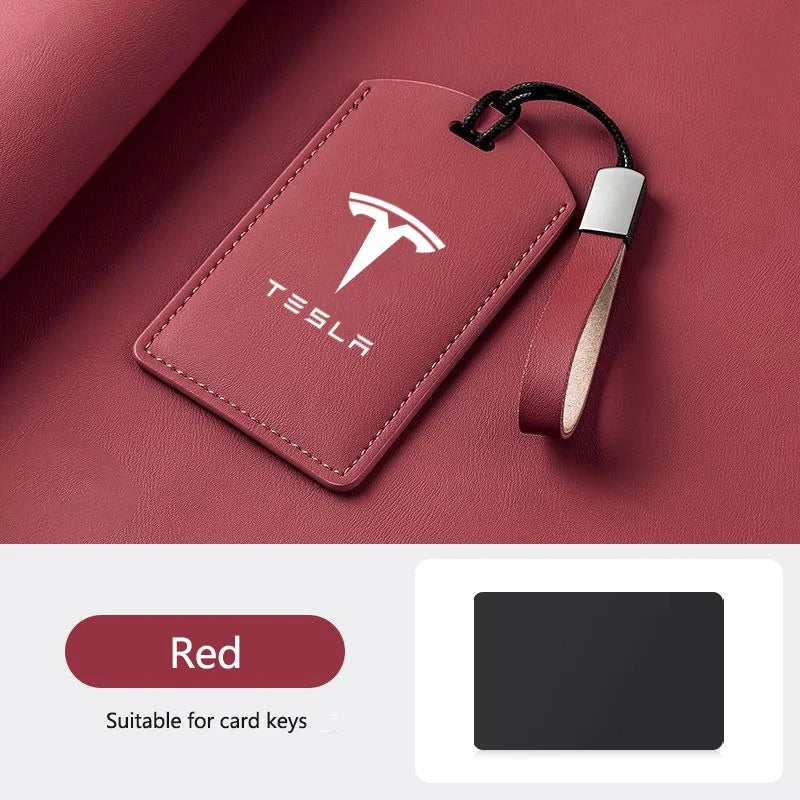 Leather Car Smart NFC Card Key Case Fob Cover Protector Shell For Tesla Model 3 Model S Model X Model Y Keychain Accessories