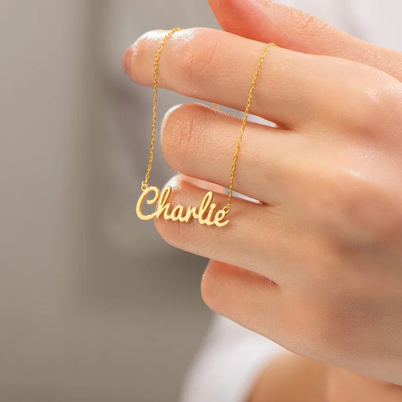 Customized 925 Sterling Silver Name Necklace For Women Personalized Custom Nameplate Jewelry Birthday Gift