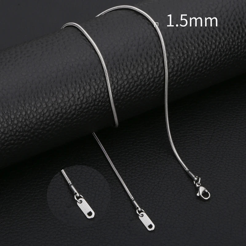 Inoxidable Gold Color Chains 0.9mm-2mm Stainless Steel Snake Chains Necklace Twist Rope Jewelry Women Long Chains Accessories
