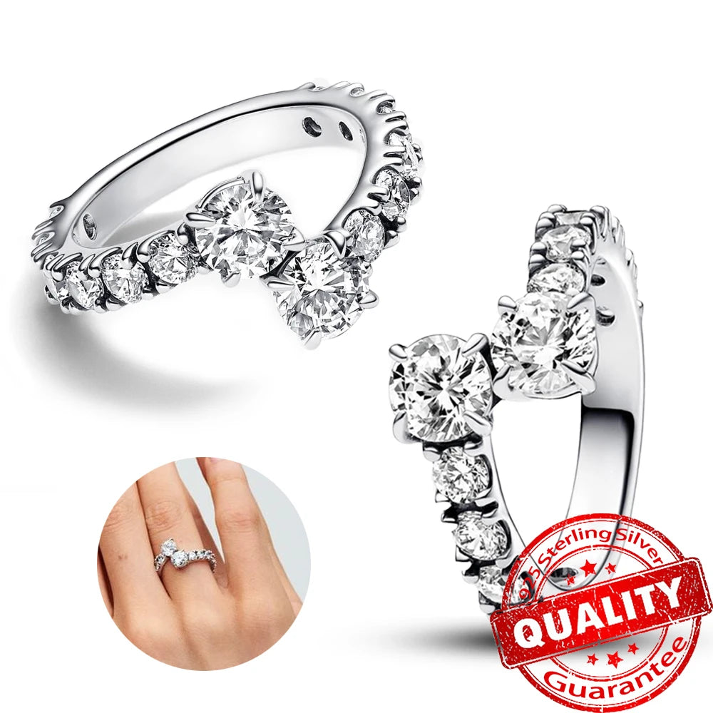Sparkling Black Row Eternity Diamond Ring 925 Sterling Silver Freshwater Cultured Pearls Finger Open Ring for Women Jewelry Gift