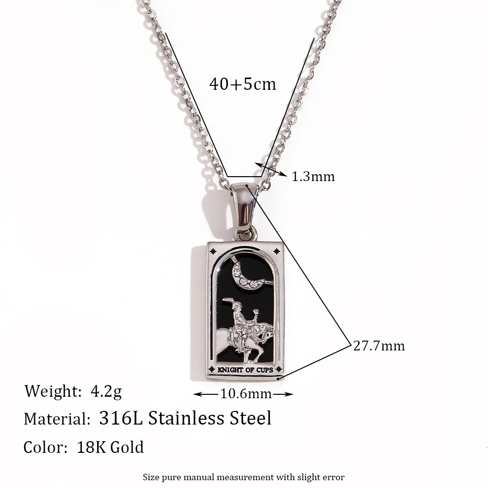 E.B.belle Original New Tarot Queen Lover Magician Moon Necklace Tarnish Free Stainless Steel Jewelry 18K Gold Plated Decoration