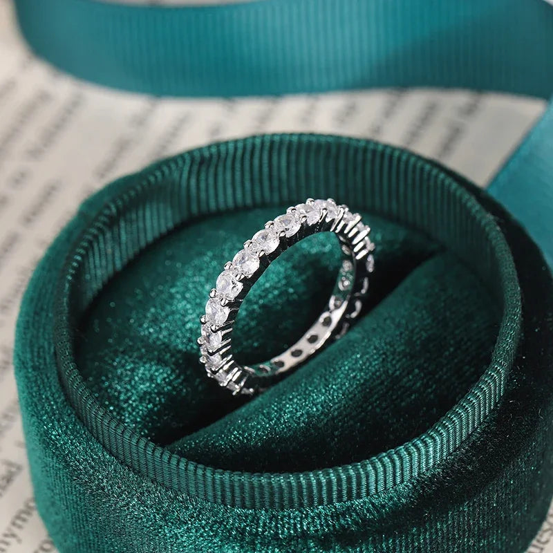 925 Silver Plated Ring for Women Exquisite Full Diamond Zircon Ring High Quality Party Jewelry Anniversary Gift