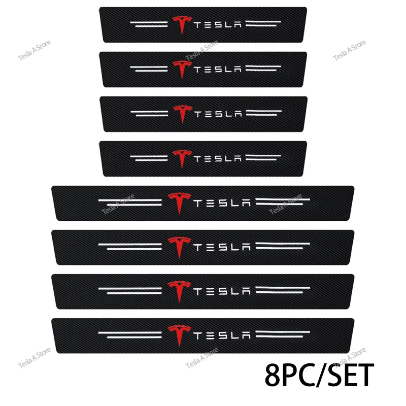 4/5/8/9 pieces front and rear door sill anti-scratch protective covers anti-kick pedal protection strips for Tesla Model 3/Y