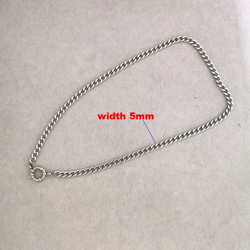 QMHJE Sailor Clasp Necklace Women Men Choker Stainless Steel Geometric Rolo Link Cuba Paperclip Chain Basic DIY PVD Gold Color