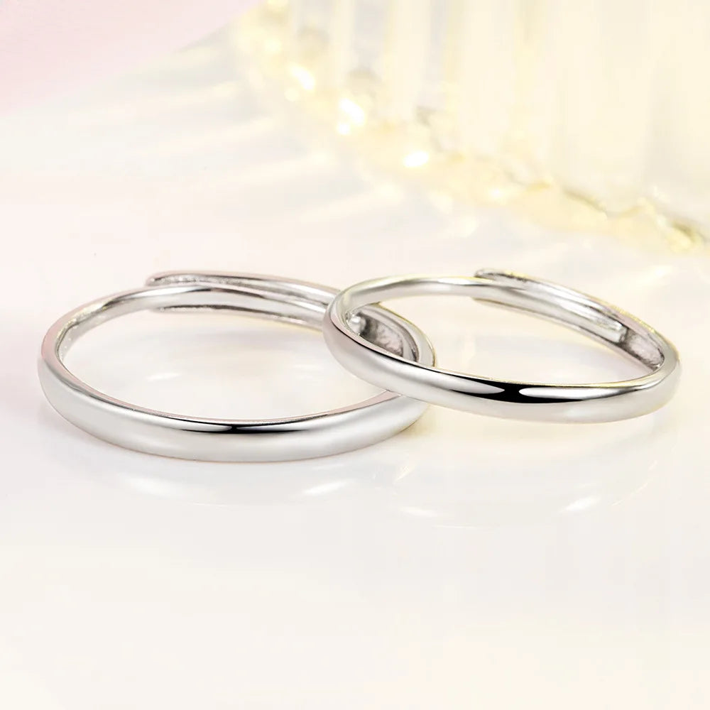 925 Sterling Silver Moissanite Diamond Couple Rings for Lovers Matching Wedding Jewelry Set