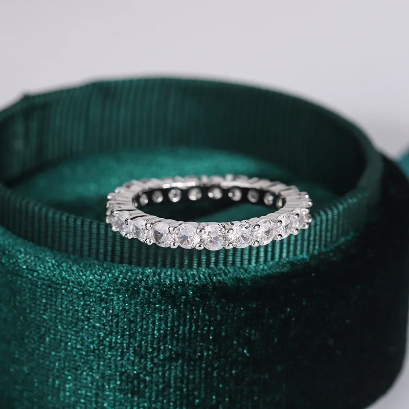 925 Silver Plated Ring for Women Exquisite Full Diamond Zircon Ring High Quality Party Jewelry Anniversary Gift