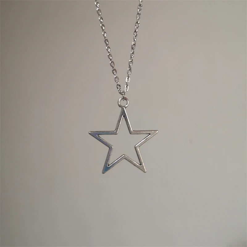 Titanium Steel Star Pendant Necklace for Men Women Y2K Hip Hop Cool Hot Girls Beads Chains Choker Korean Fashion Jewelry