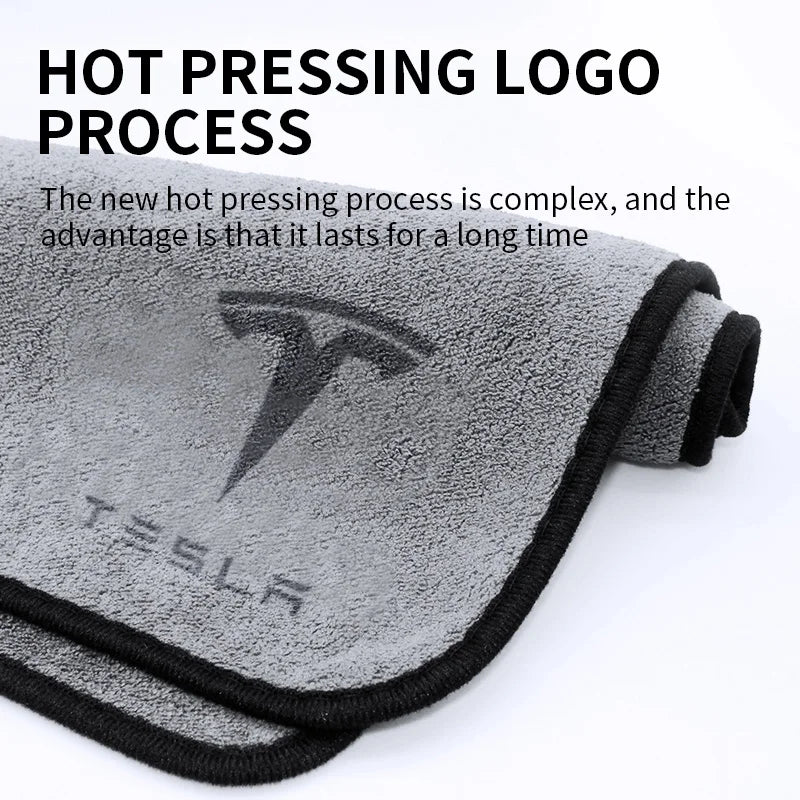 Car Logo Badge Microfiber Wash Towel Cotton Soft Cleaning Rag Drying Cloth For Tesla Model 3 Mode S X Model Y Emblem Accessories