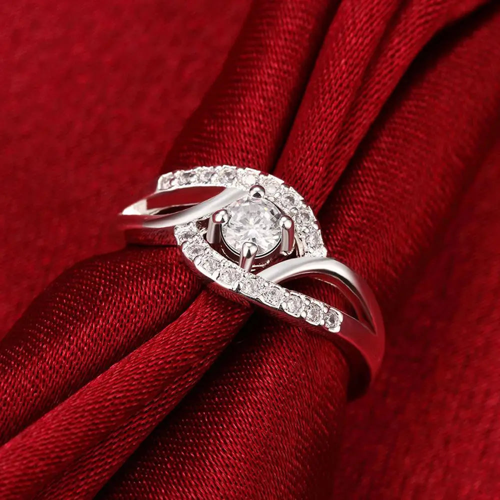 New Streetwear Silver Color Shiny Zircon Diamond Rings for Women Wedding Party Gifts Fine Jewelry Engagement Rings