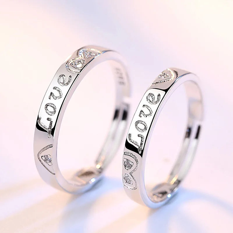 925 Sterling Silver Moissanite Diamond Couple Rings for Lovers Matching Wedding Jewelry Set